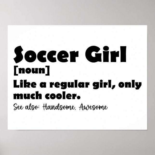 Affiche Soccer Girl Dictionnaire Définition Drôle Football (Devant)