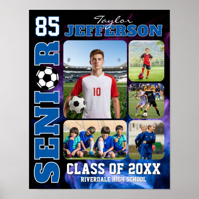 Affiche Soccer Player Sports Senior Night Photo Collage (Devant)