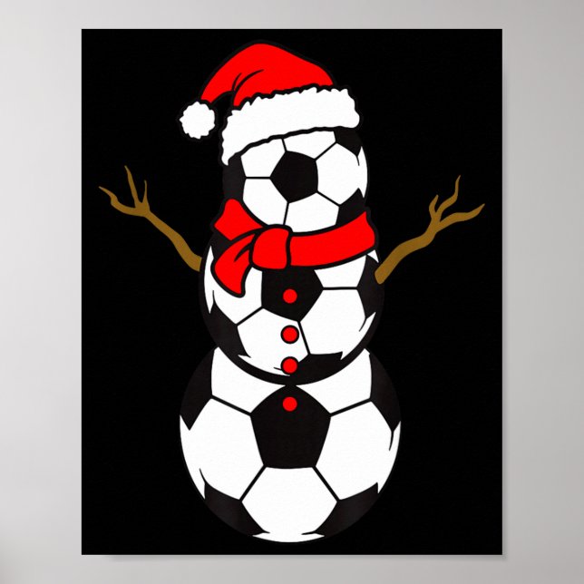 Affiche Soccer Santa Hat Snowman Xmas Funny Soccer Lover C (Devant)