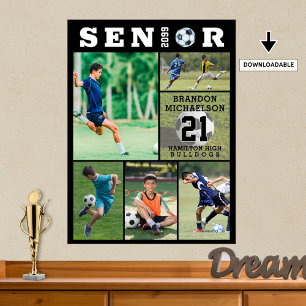 Affiche Soccer Senior Graduation 6 Photo Collage