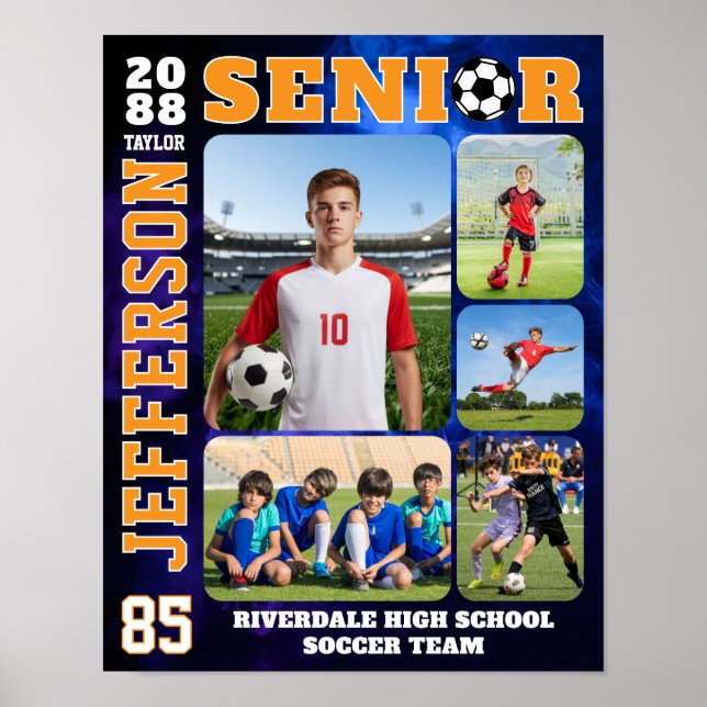 Affiche Soccer Team Sports Player Portrait Photo Collage (Devant)