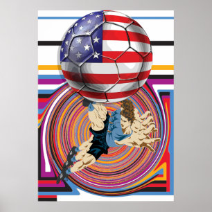 Affiche Soccer USA 2014 America Soccer Team Drapeau