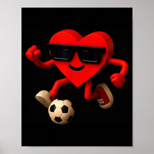 Affiche Soccer Valentines Day Cute Funny Heart Boys Girls  (Devant)