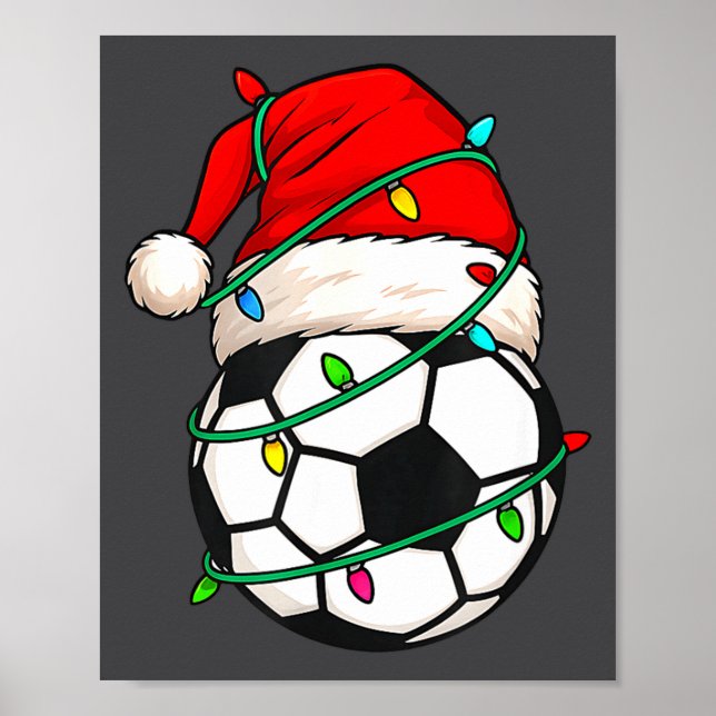 Affiche Soccer With Santa Hat Funny Christmas Xmas Gift  (Devant)