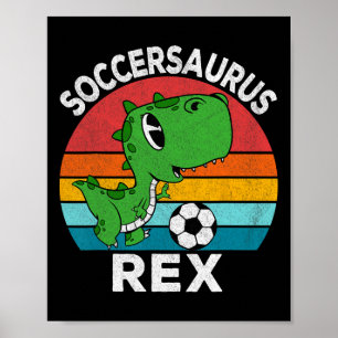 Affiche Soccersaurus Rex Dinosaure de Football Pour Garçon