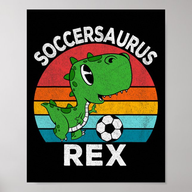 Affiche Soccersaurus Rex Dinosaure de Football Pour Garçon (Devant)