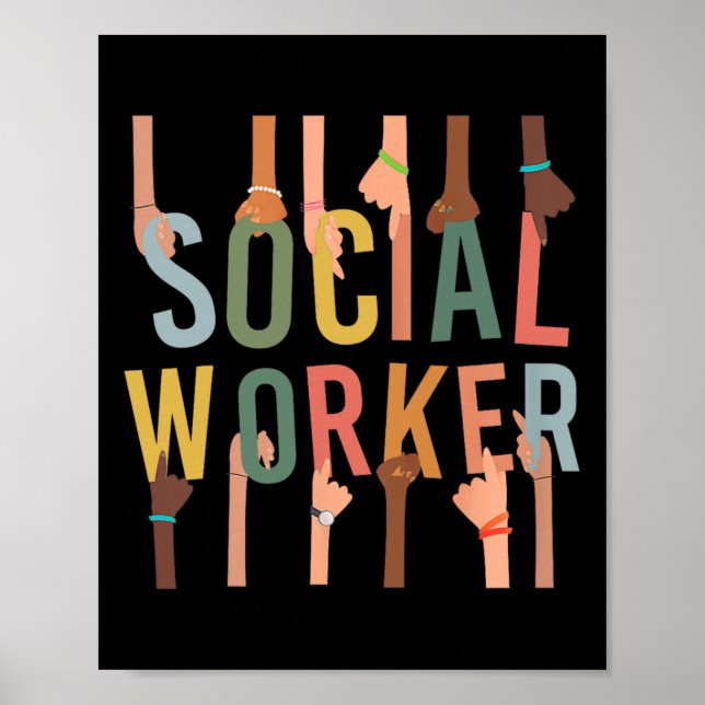 Affiche Social Worker Life Funky Social Work Mois Noir H (Devant)