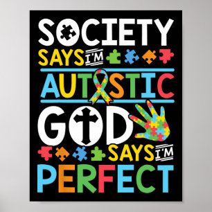Affiche Société Autisme Fils Enfant Fille Dieu dit que je 