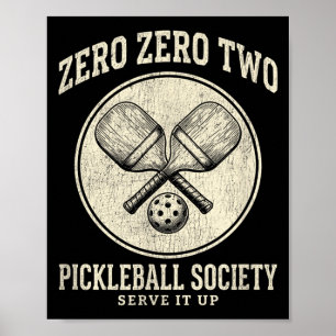 Affiche Société de pickleball drôle vintage zéro zéro deux