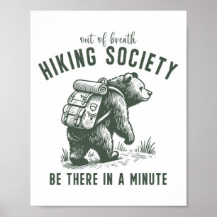 Affiche Société de randonnée essoufflée Funny Bear Plein a