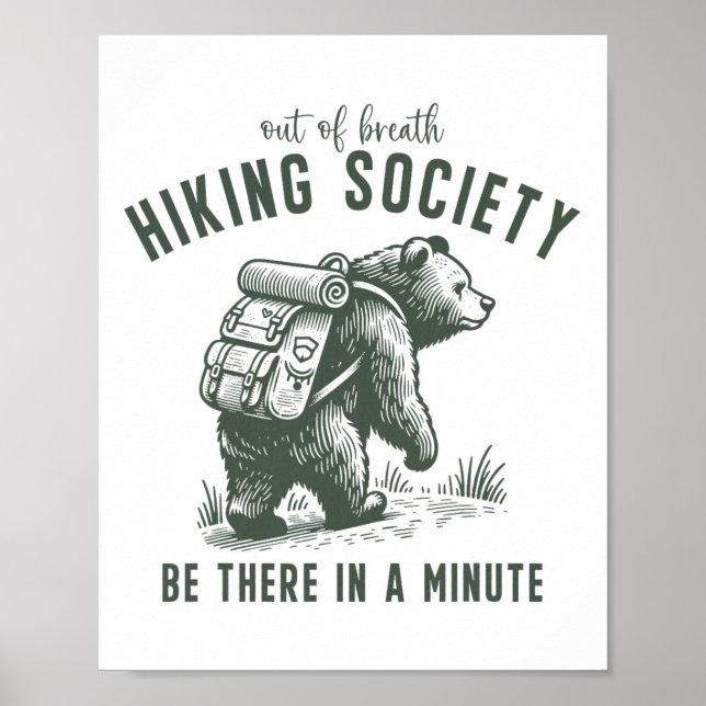 Affiche Société de randonnée essoufflée Funny Bear Plein a (Devant)