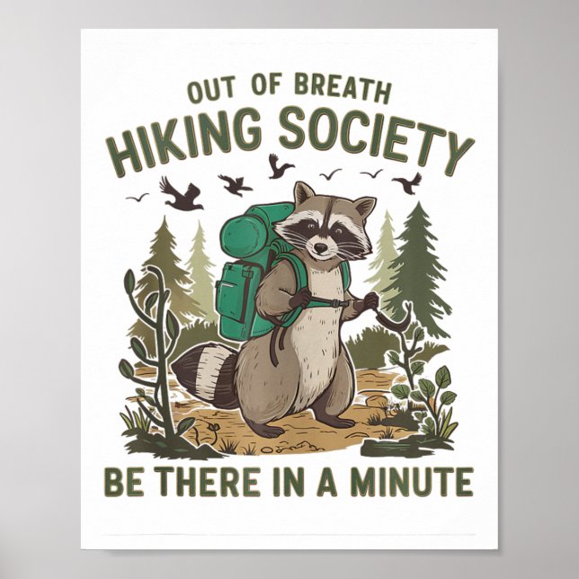 Affiche Société de randonnée essoufflée Raton laveur Rando (Devant)