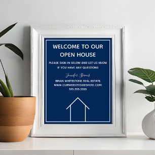 Affiche Société immobilière Custom Navy Blue Open House