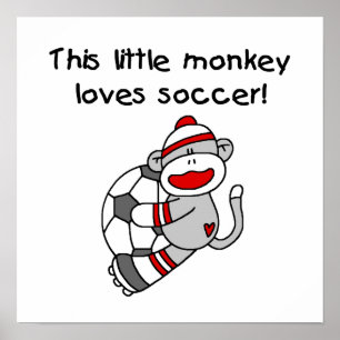 Affiche Sock Monkey Loves Soccer T-shirts et cadeaux