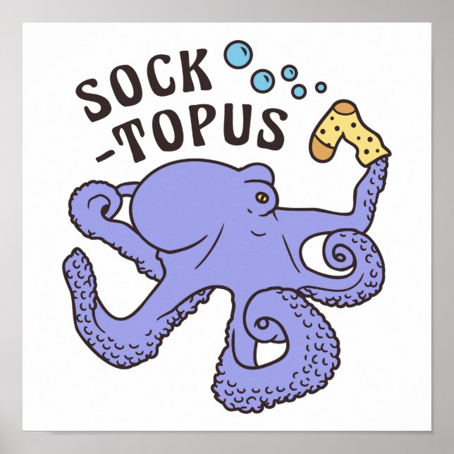 Affiche Socktopus Bleu Octopus Avec Sock Funny Meme (Devant)
