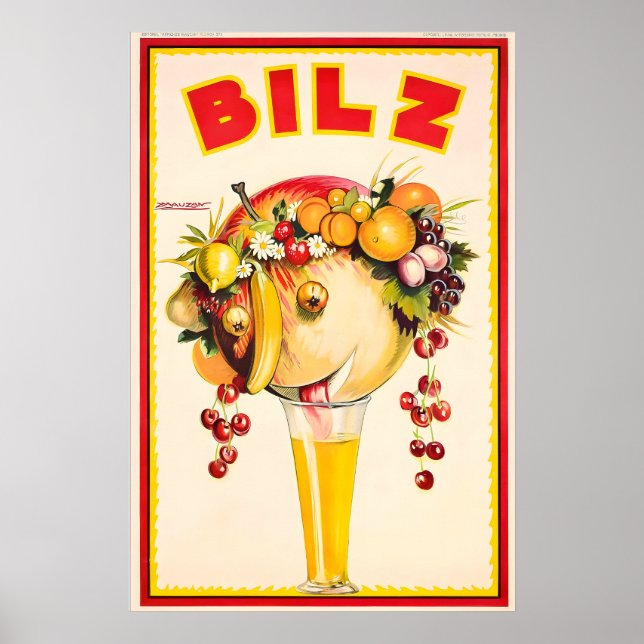 Affiche Soda Bilz Orange Juice Achille Mauzan Vintage Food (Devant)