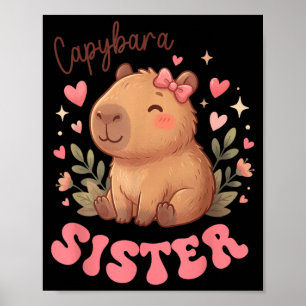 Affiche Sœur capybara de la fille de l'anniversaire Capyba