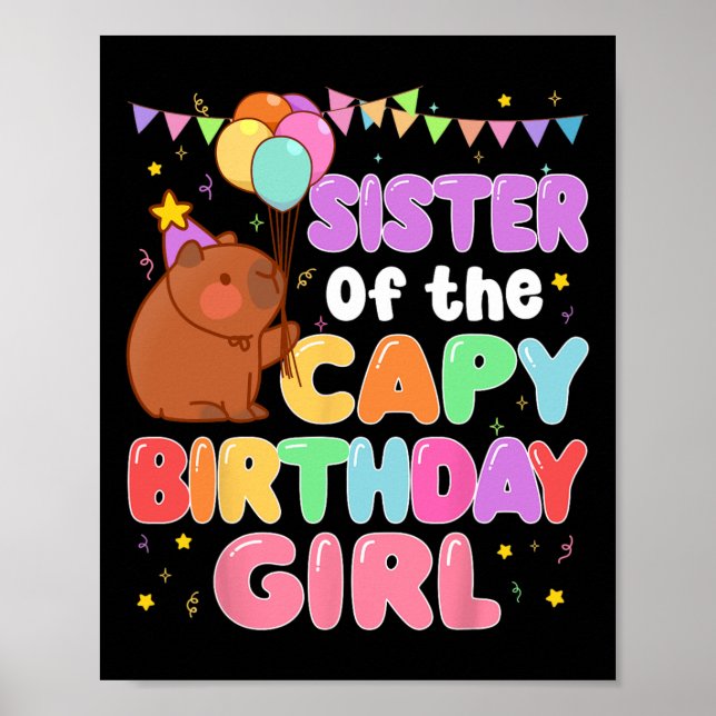Affiche Soeur De Capy Anniversaire Fille Capybara Famille  (Devant)