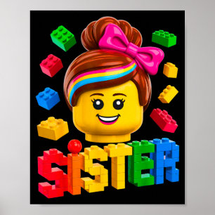 Affiche Sœur de famille maître constructeur briques de con