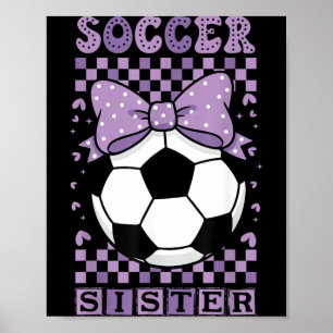 Affiche Sœur de football cool balle mignonne violet coquet