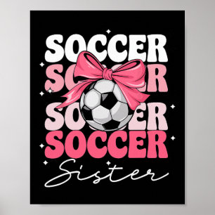 Affiche Sœur de football groovy Coquette Bow Football _2