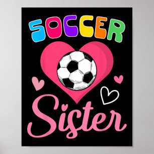 Affiche Soeur de football mignonne coeur