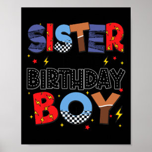 Affiche Soeur De L'Anniversaire Boy Racing Voiture Famille