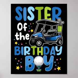 Affiche Soeur De L'Anniversaire Garçon Golf Thème Correspo