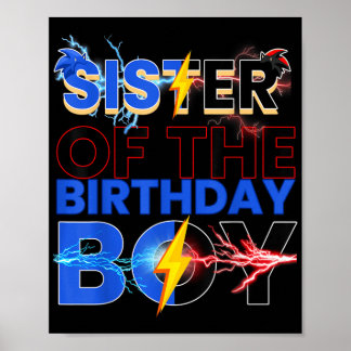 Affiche Soeur De L'Anniversaire Garçon Hedgehog Famille Fê