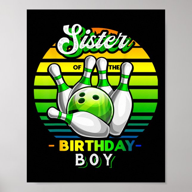 Affiche Soeur De L'Anniversaire Garçon Matching Family Bow (Devant)