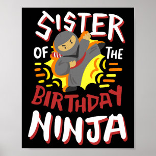 Affiche Soeur De L'Anniversaire Ninja Karate Enfants Anniv