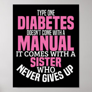 Affiche Soeur du diabète Type 1 T1D Sensibilisation au dia