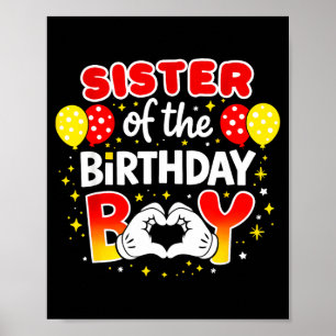 Affiche Sœur du garçon d'anniversaire famille appariée pap