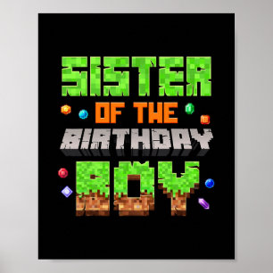 Affiche Soeur du garçon d'anniversaire Jeu vidéo de jeu pi