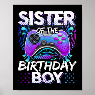 Affiche Sœur du garçon d'anniversaire jeu vidéo drôle Bday