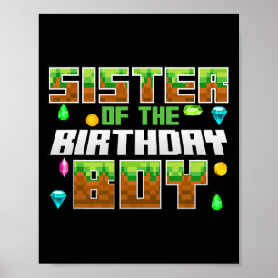 Affiche Sœur du garçon d'anniversaire Joueur de jeux vidéo