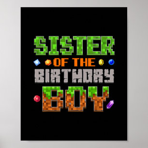 Affiche Sœur du garçon d'anniversaire Partie Joueur de jeu