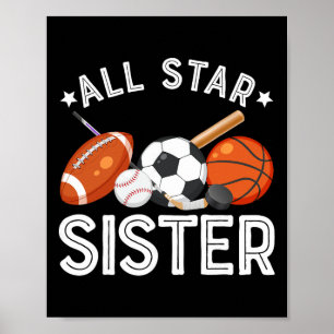 Affiche Sœur Star All Star Du Garçon D'anniversaire Sketll