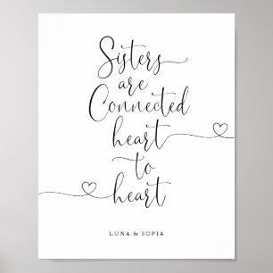 Affiche Soeurs Connecté Coeur au Coeur Élégant Script