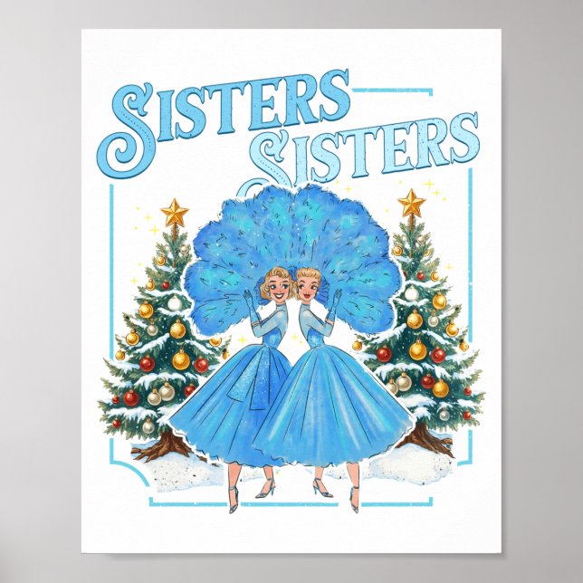 Affiche Sœurs dévouées Noël blanc Joyeux Noël flocon de ne (Devant)