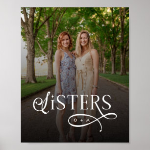 Affiche Sœurs Photo Monogramme Personnalisé