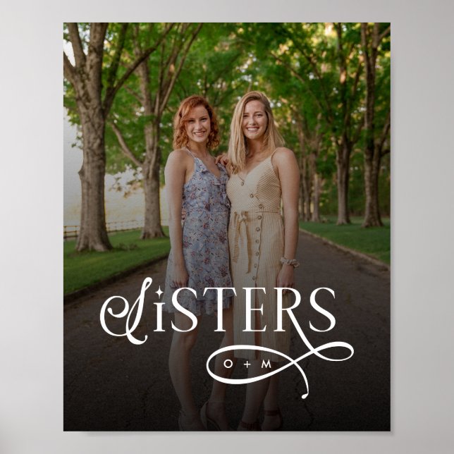 Affiche Sœurs Photo Monogramme Personnalisé (Devant)