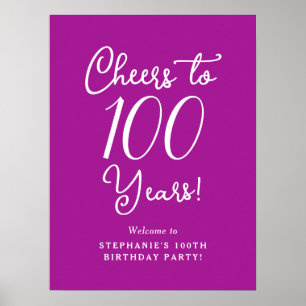 Affiche Soeurs rose foncé à 100 ans Anniversaire Bienvenue