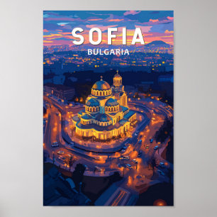 Affiche Sofia Bulgarie Illustration Voyage Art Vintage