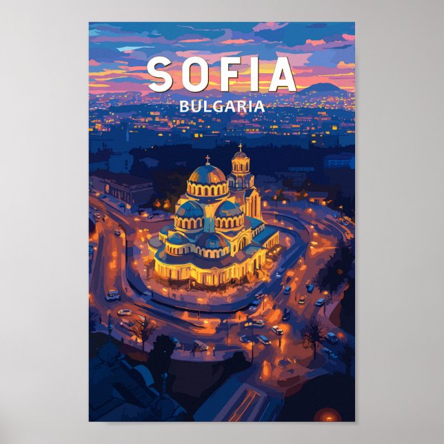 Affiche Sofia Bulgarie Illustration Voyage Art Vintage (Devant)