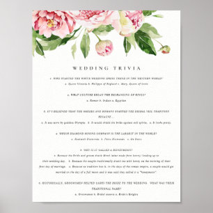 Affiche Soft Blush Floral Peony Mariage Trivia Jeu Partie