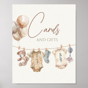 Affiche Soft Boho Neutral Vêtements de bébé Cartes et Cade
