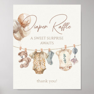 Affiche Soft Boho Neutral Vêtements de bébé Déchets Raffle