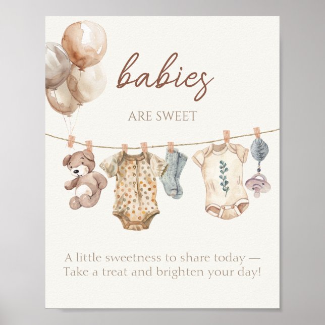Affiche Soft Boho Neutral Vêtements de bébé Les bébés sont (Devant)