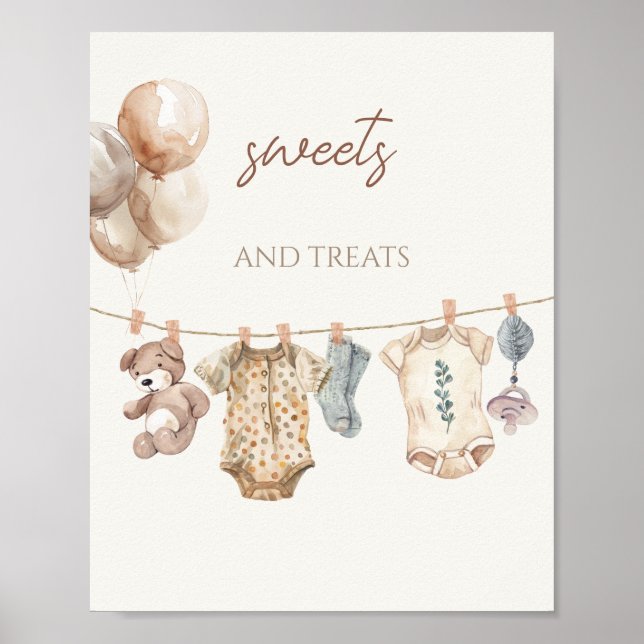 Affiche Soft Boho Neutral Vêtements de bébé Sweets et Trai (Devant)